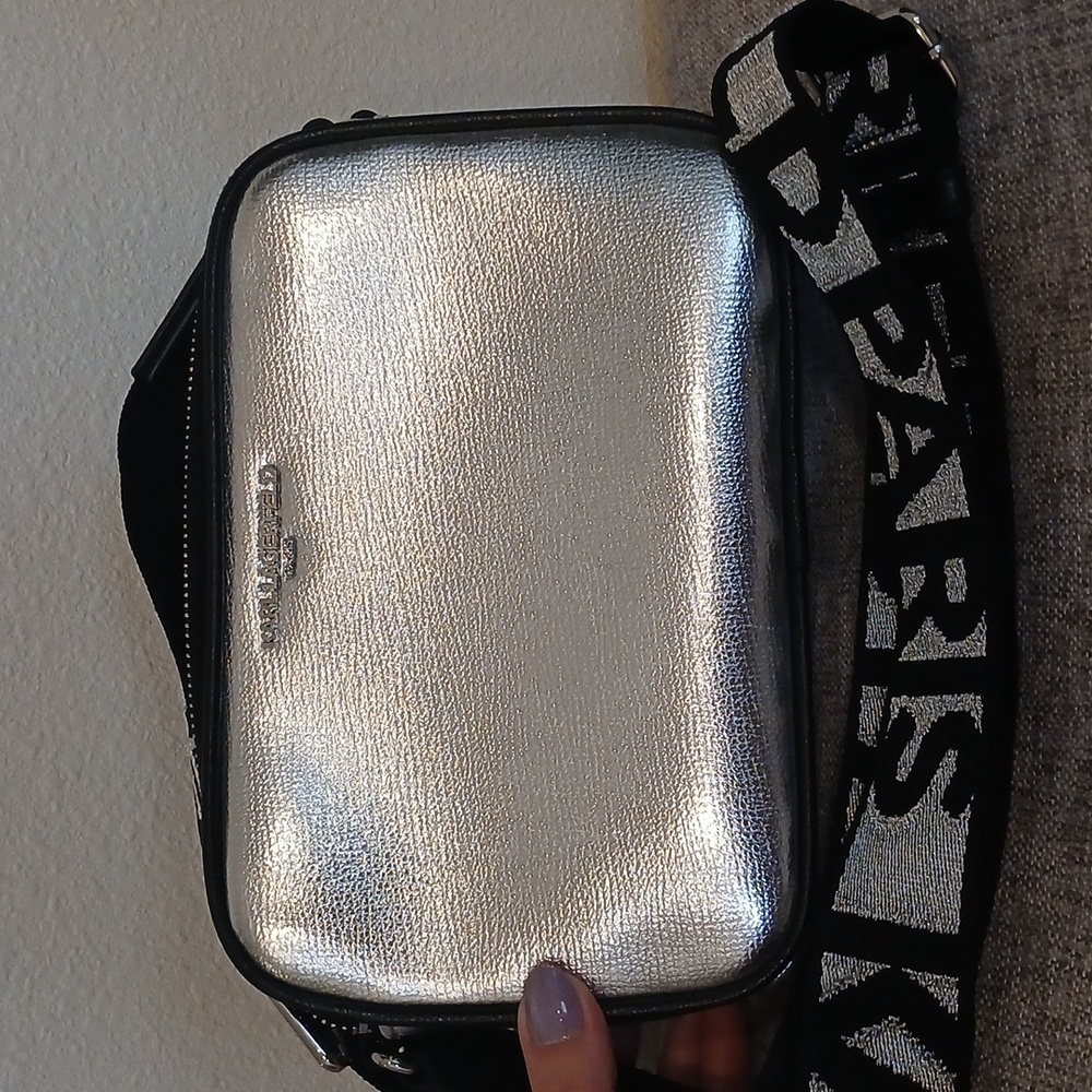 Karl Lagerfeld Metallic Silver Crossbody Bag